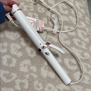 T3 1.25 White Curling Iron with Rose Gold Accents
